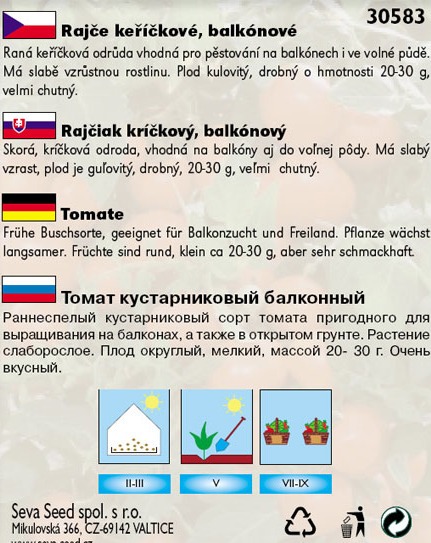 Rajče keříčkové balkonové Vilma
